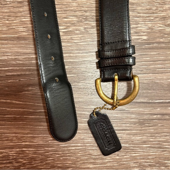 SOLD Vintage COACH Black Leather Belt with Solid Brass Buckle, Size Small - Picture 6 of 7